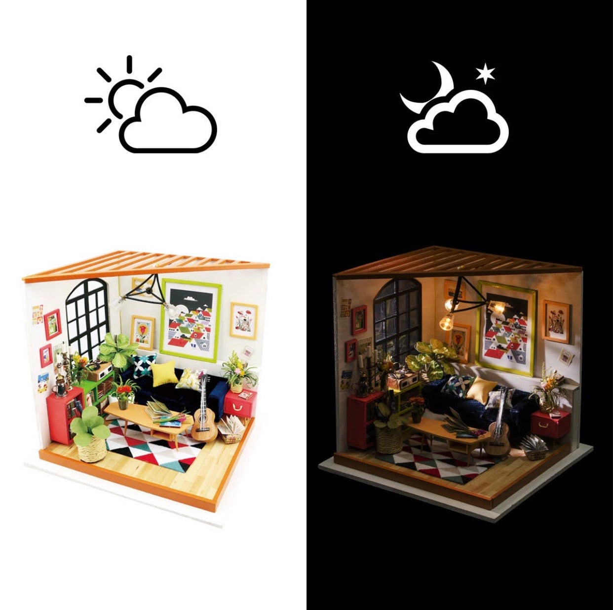 Lucas’ Groovy Sitting Room DIY Dollhouse Miniature Kit